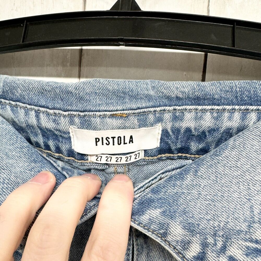 Pistola Jeans Women Size 27 Distressed Wide Leg Cotton High Waisted‎ Rolled Hem - Picture 3 of 4